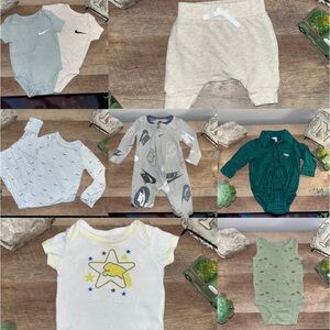 0-3 month baby boys lot of onesies and sleepers